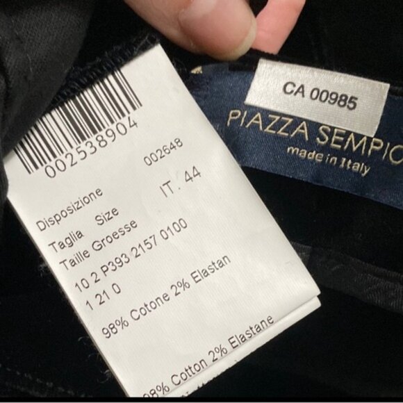 Piazza Sempione Black Velour Pants High Rise Straight Leg size large - Picture 11 of 11